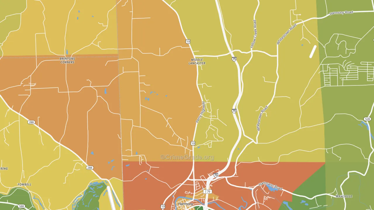16037, PA Map of Theft Rates