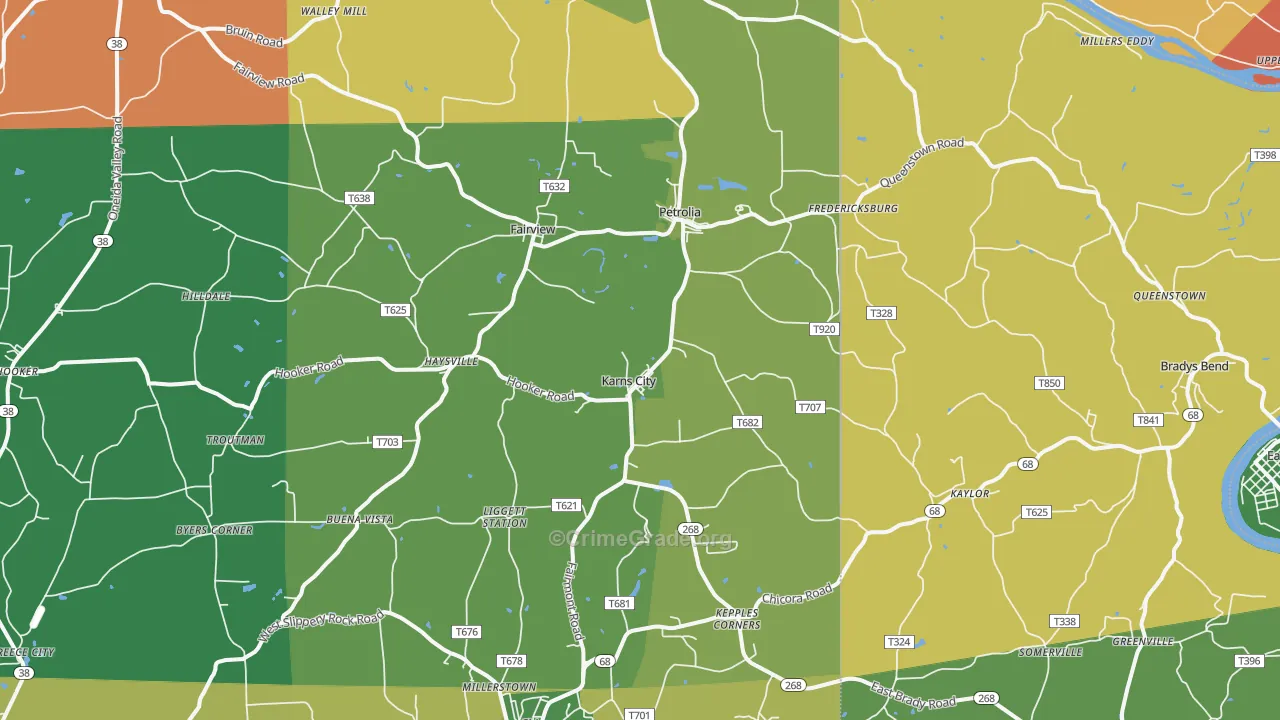 16041, PA Map of Theft Rates