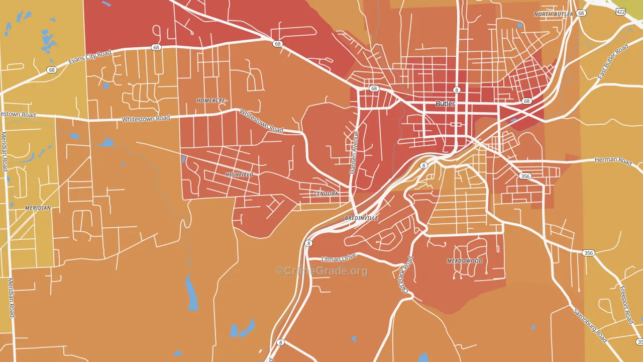 16045, PA Map of Theft Rates