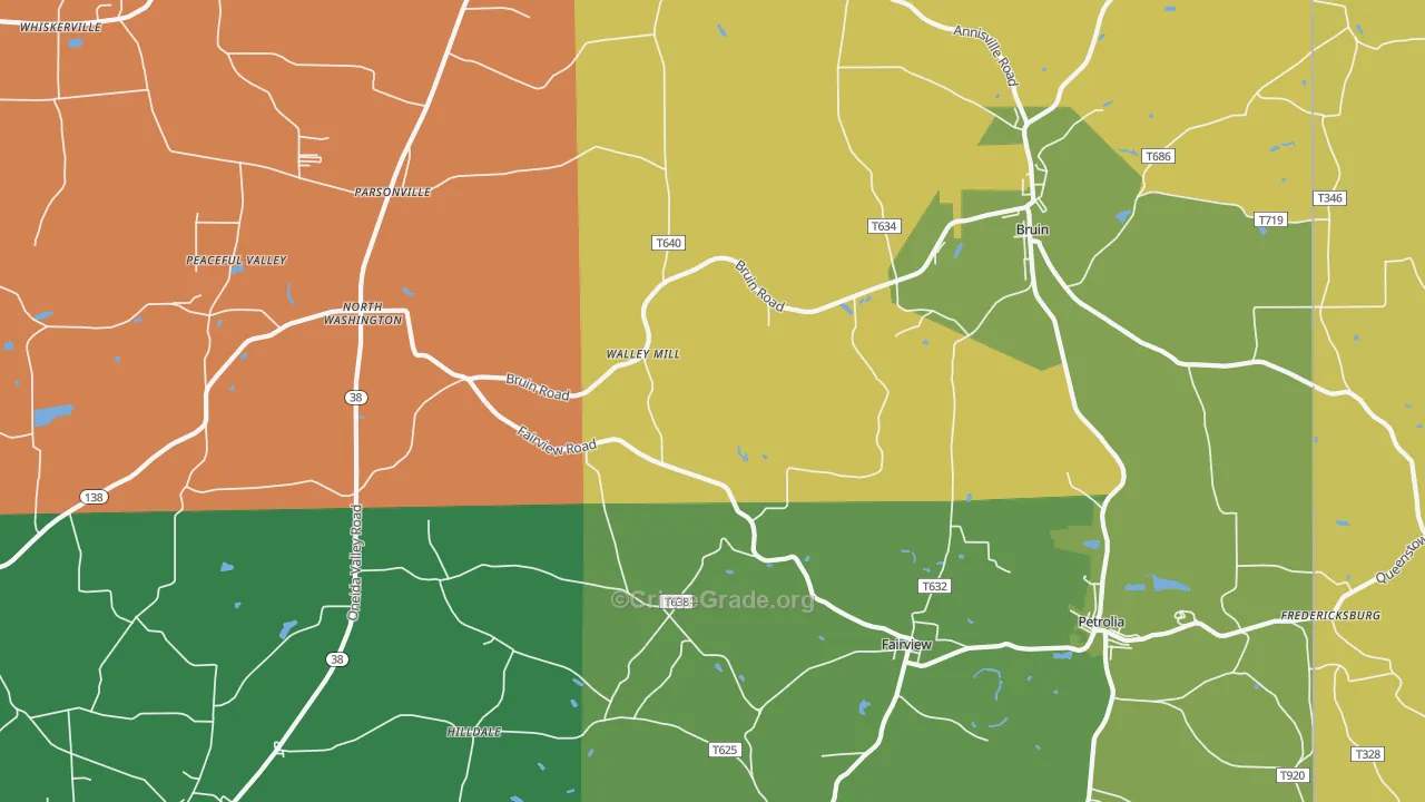 16050, PA Map of Theft Rates