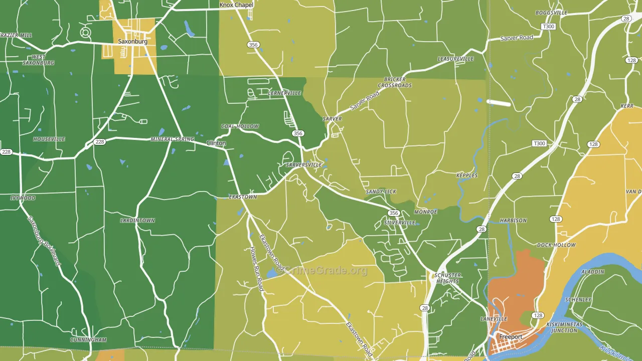 16055, PA Map of Theft Rates