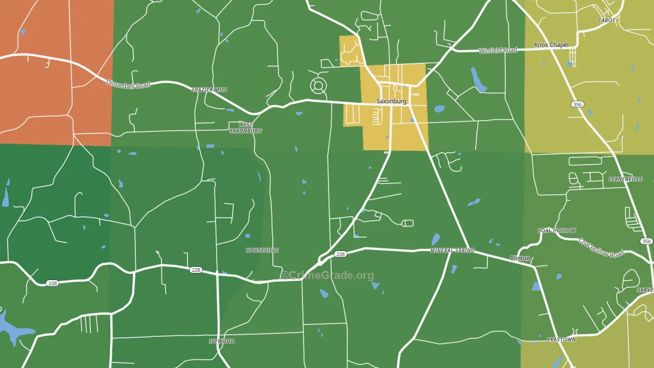 16056, PA Map of Theft Rates
