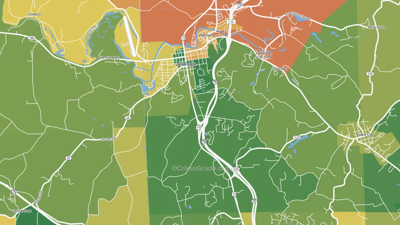 16063, PA Map of Theft Rates