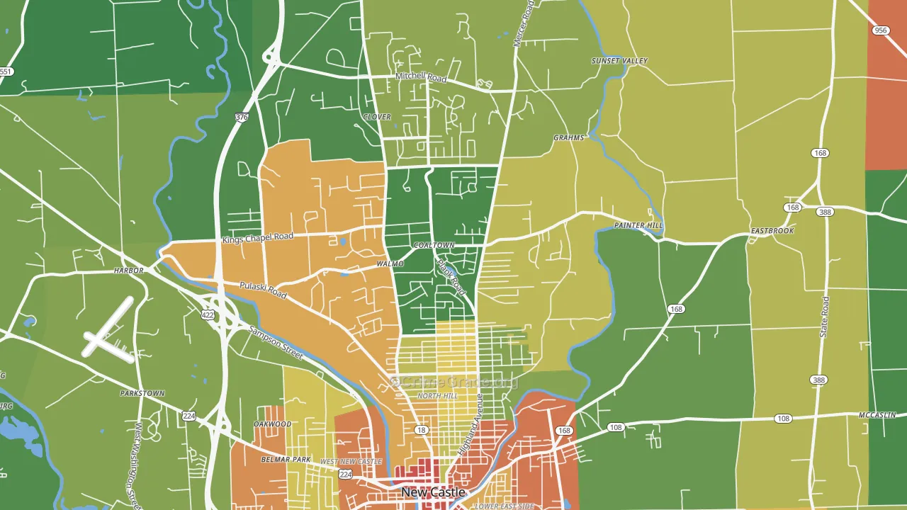 16105, PA Map of Theft Rates