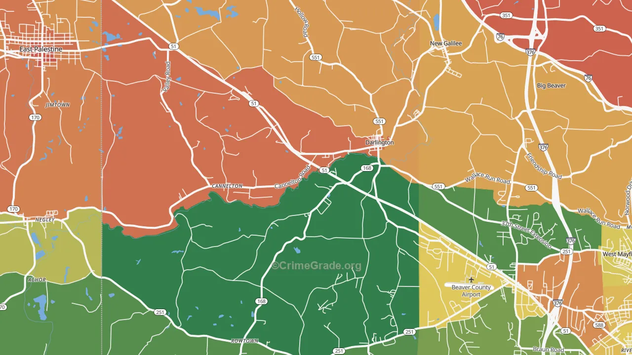 16115, PA Map of Theft Rates