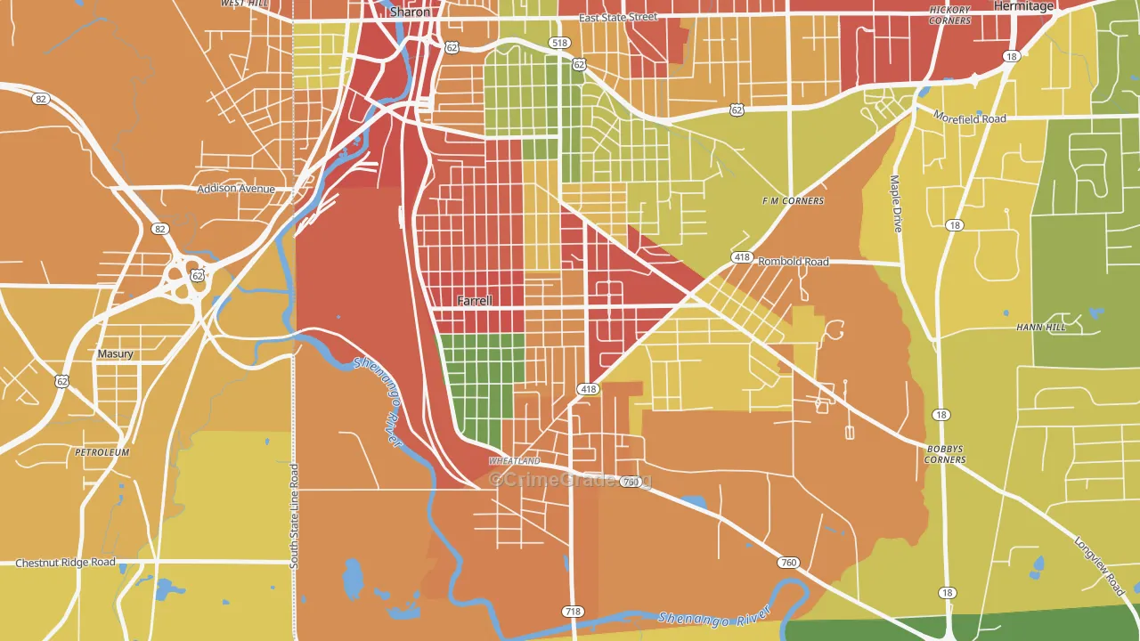 16121, PA Map of Theft Rates