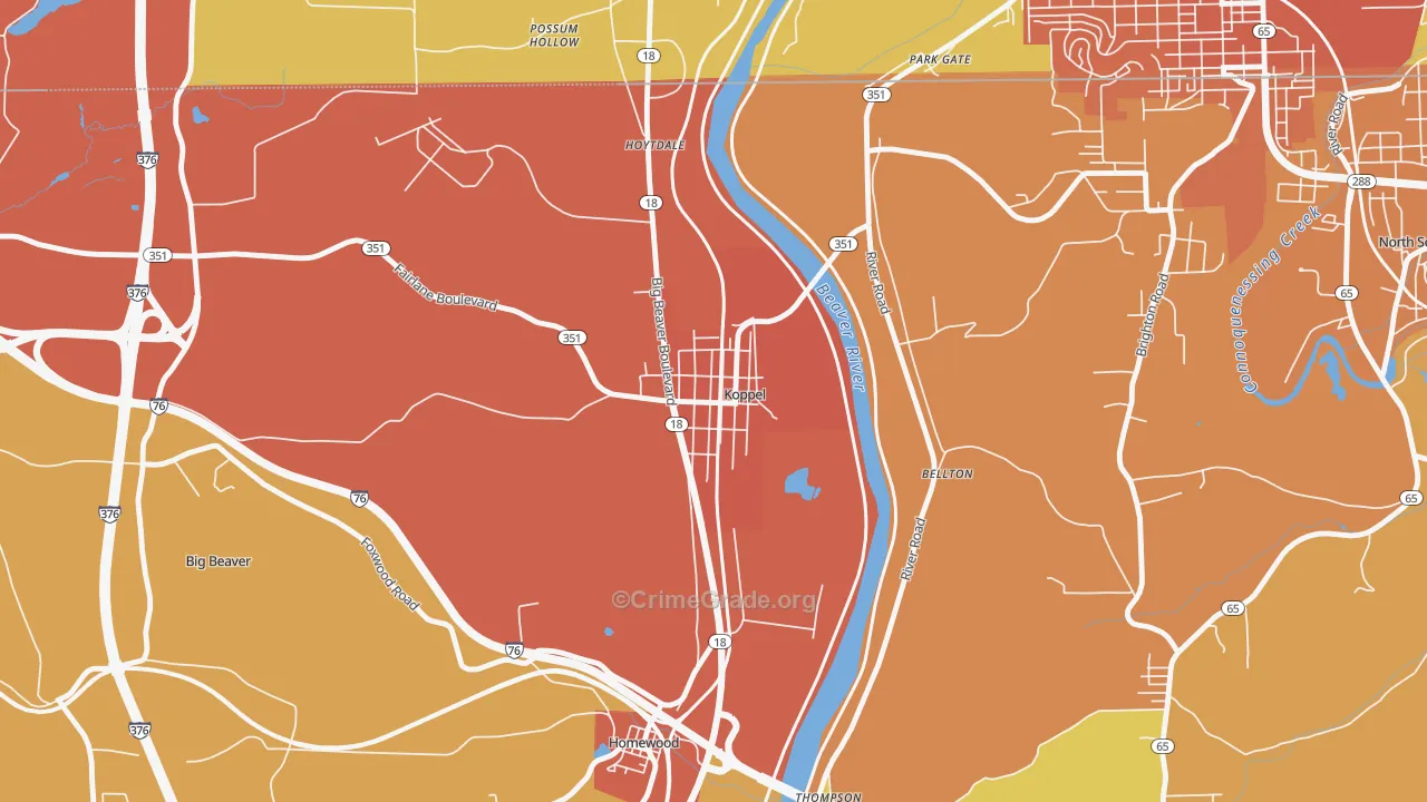 16136, PA Map of Theft Rates