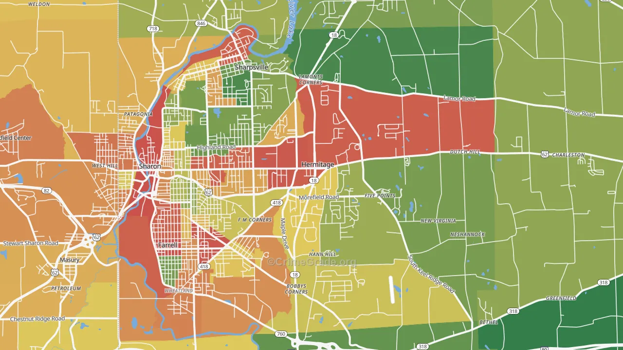 16148, PA Map of Theft Rates