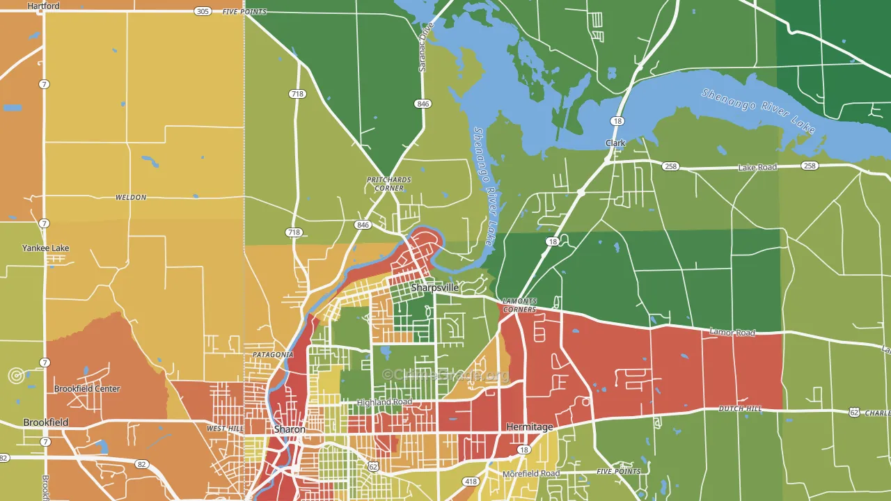 16150, PA Map of Theft Rates