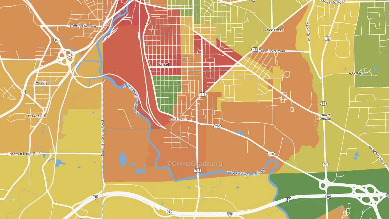 16161, PA Map of Theft Rates
