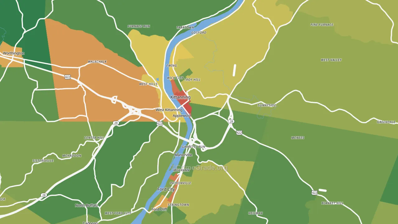 16201, PA Map of Theft Rates