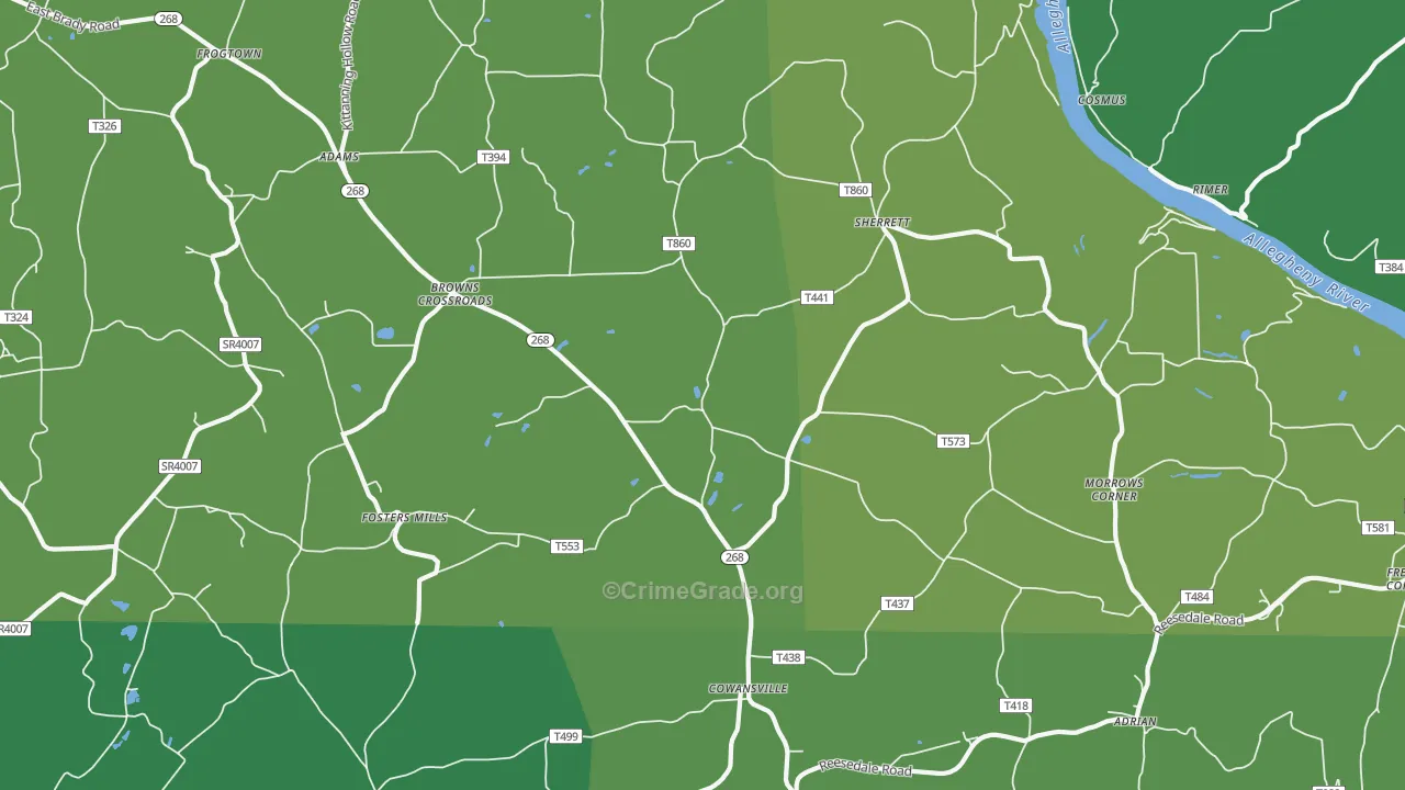 16218, PA Map of Theft Rates