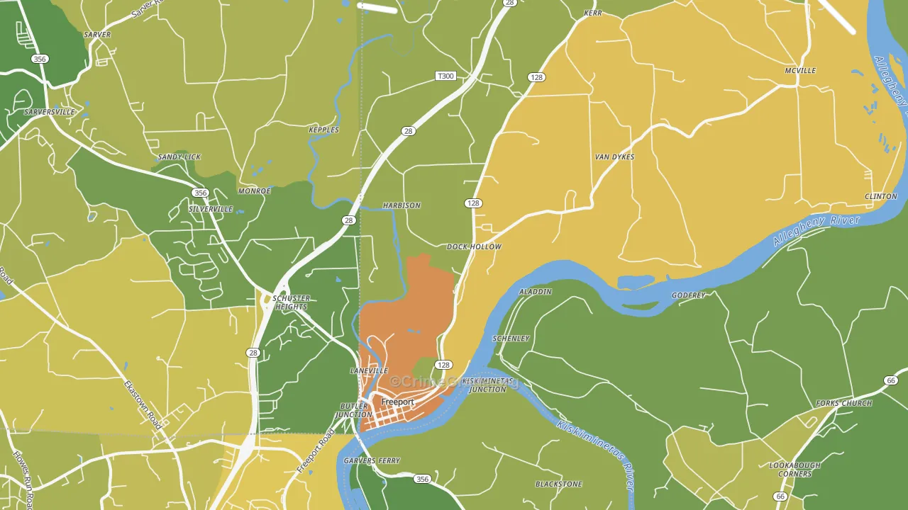 16229, PA Map of Theft Rates