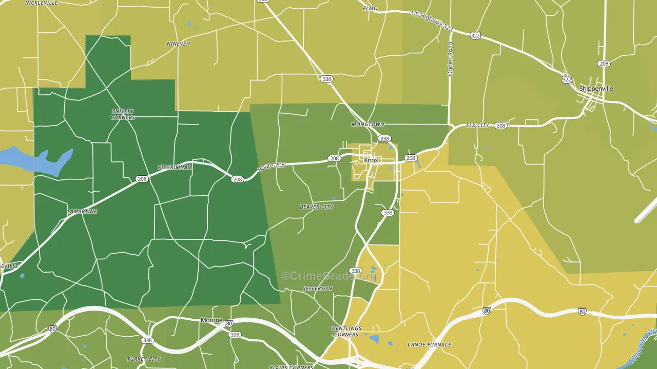 16232, PA Map of Theft Rates