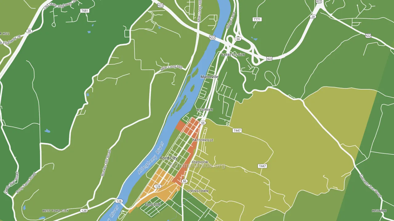 16236, PA Map of Theft Rates