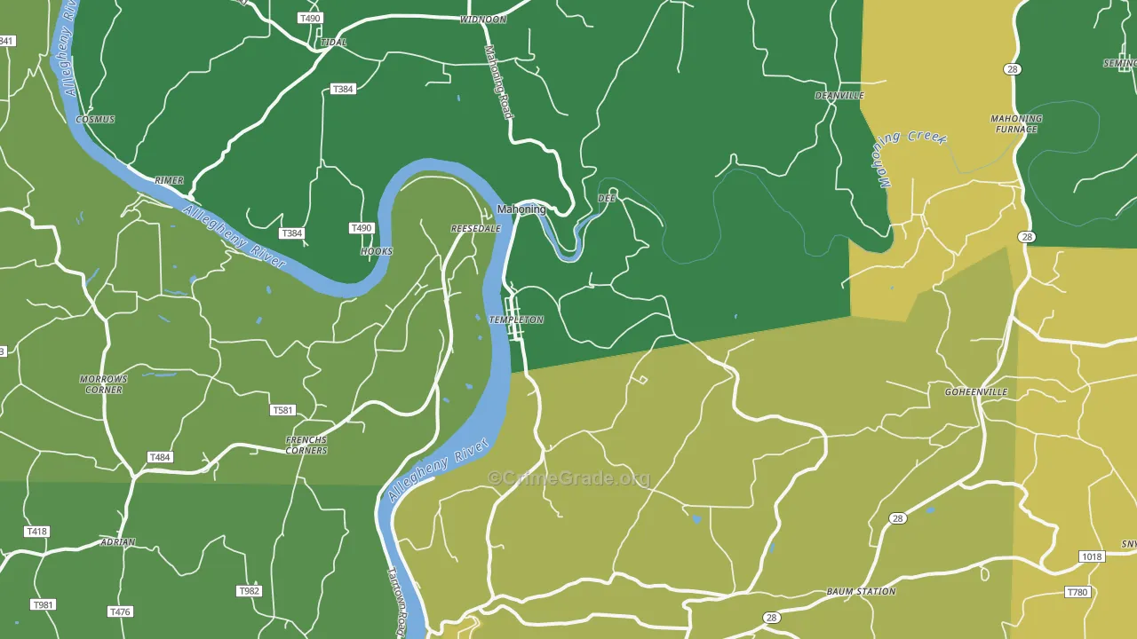 16259, PA Map of Theft Rates