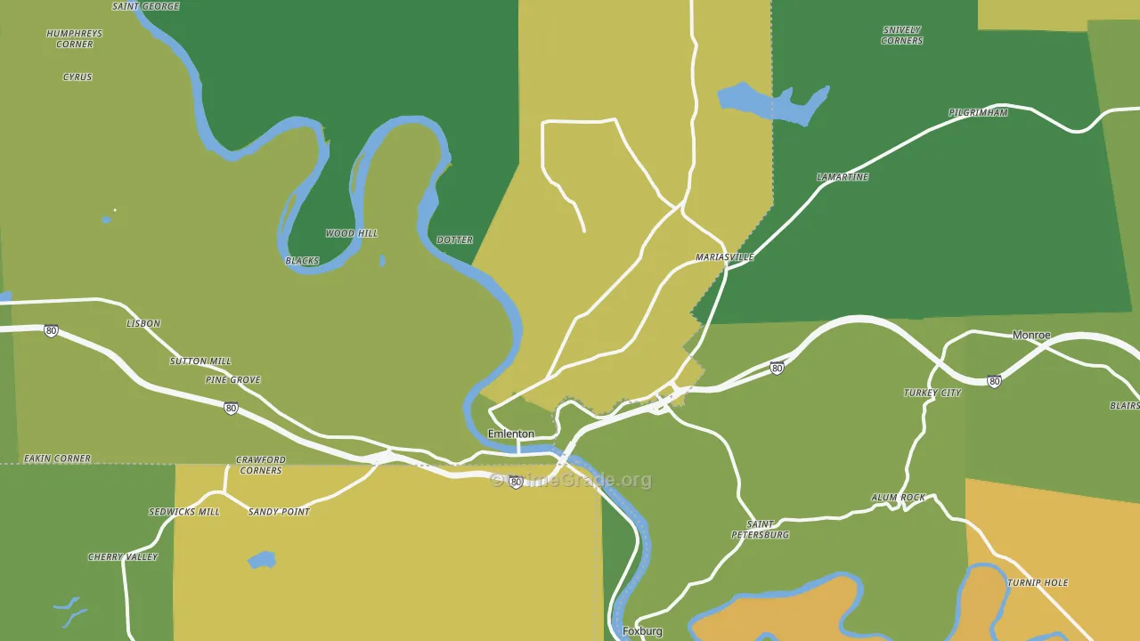 16373, PA Map of Theft Rates