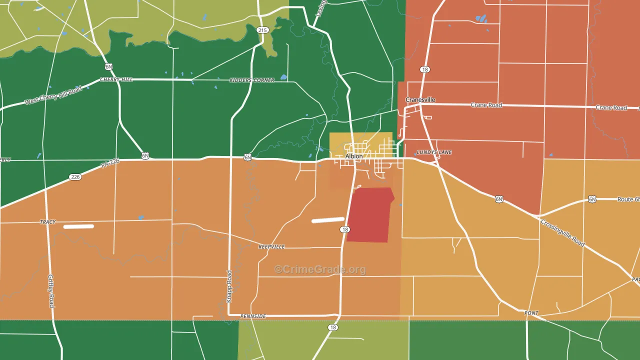 16401, PA Map of Theft Rates