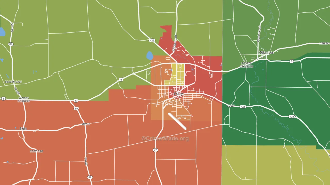 16407, PA Map of Theft Rates