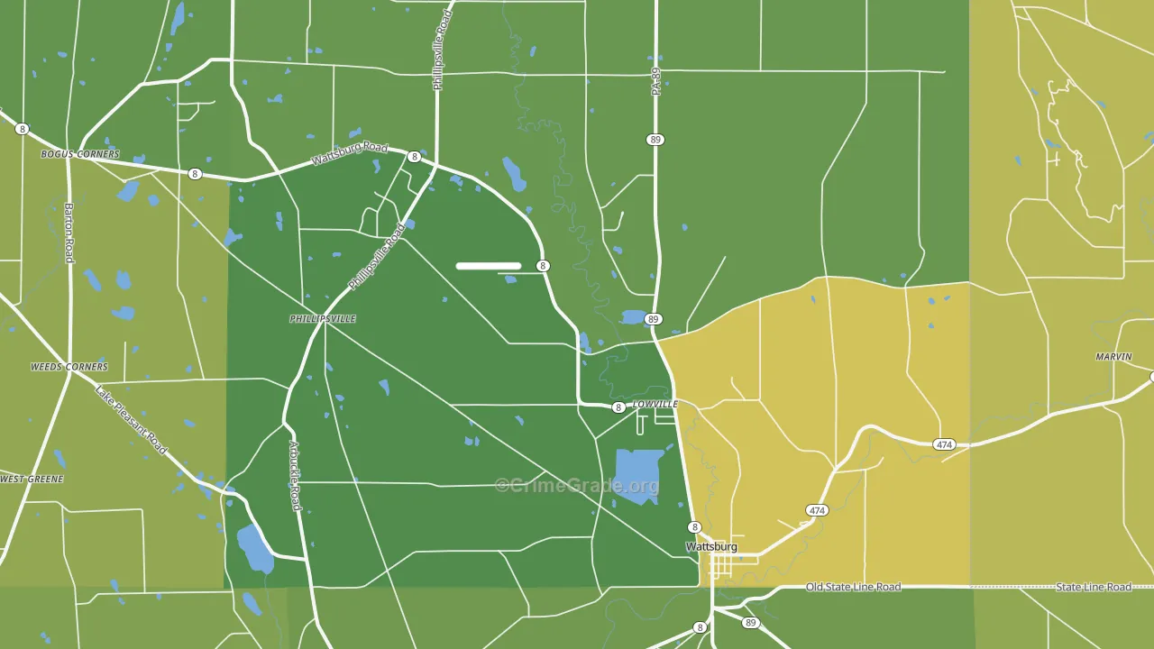 16442, PA Map of Theft Rates