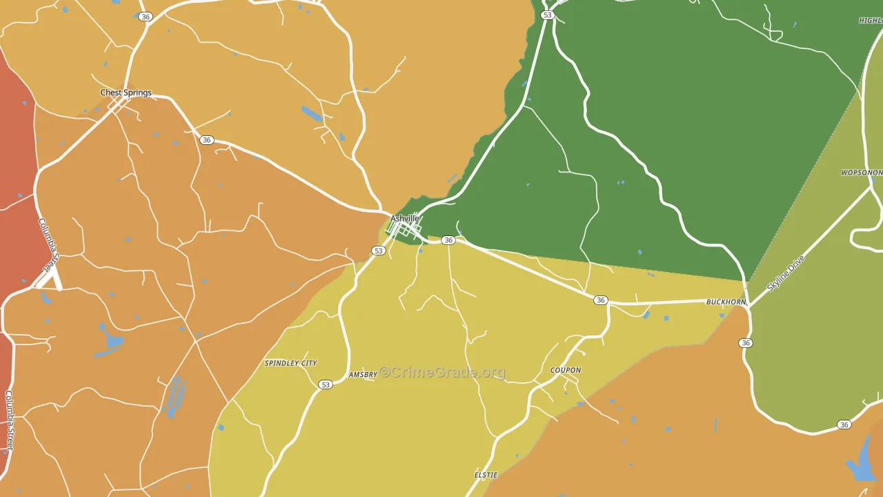 16613, PA Map of Theft Rates