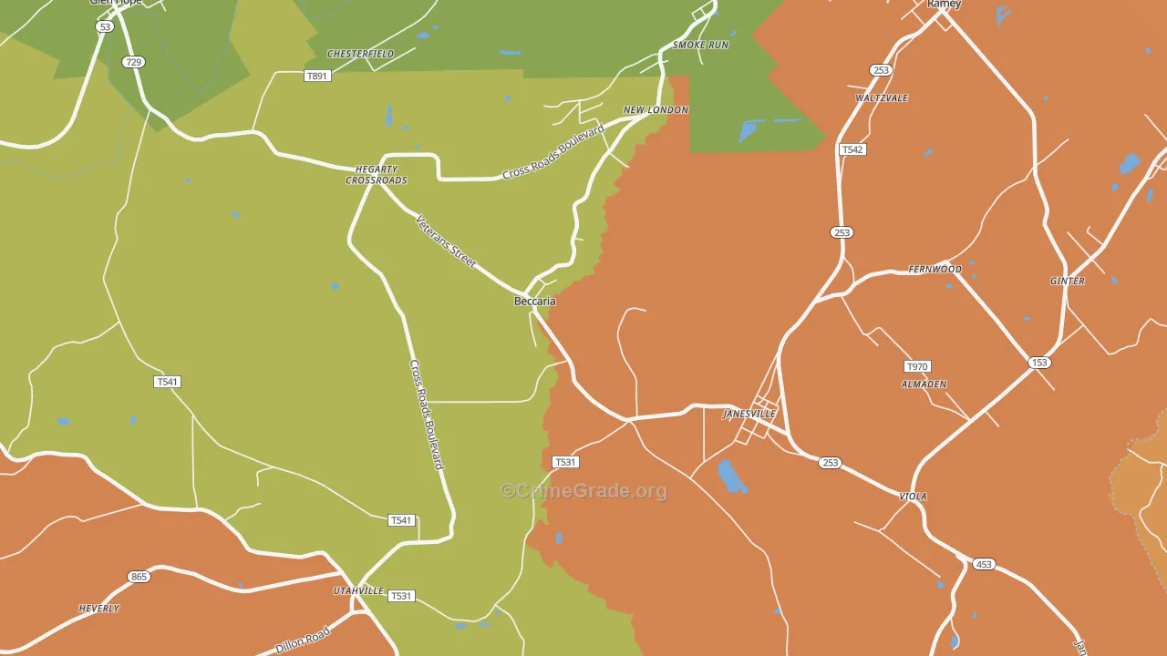 16616, PA Map of Theft Rates