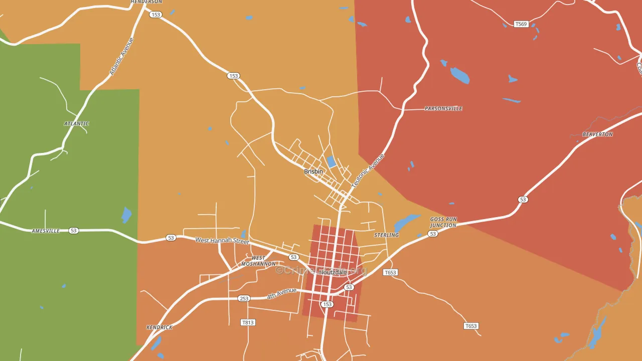 16620, PA Map of Theft Rates