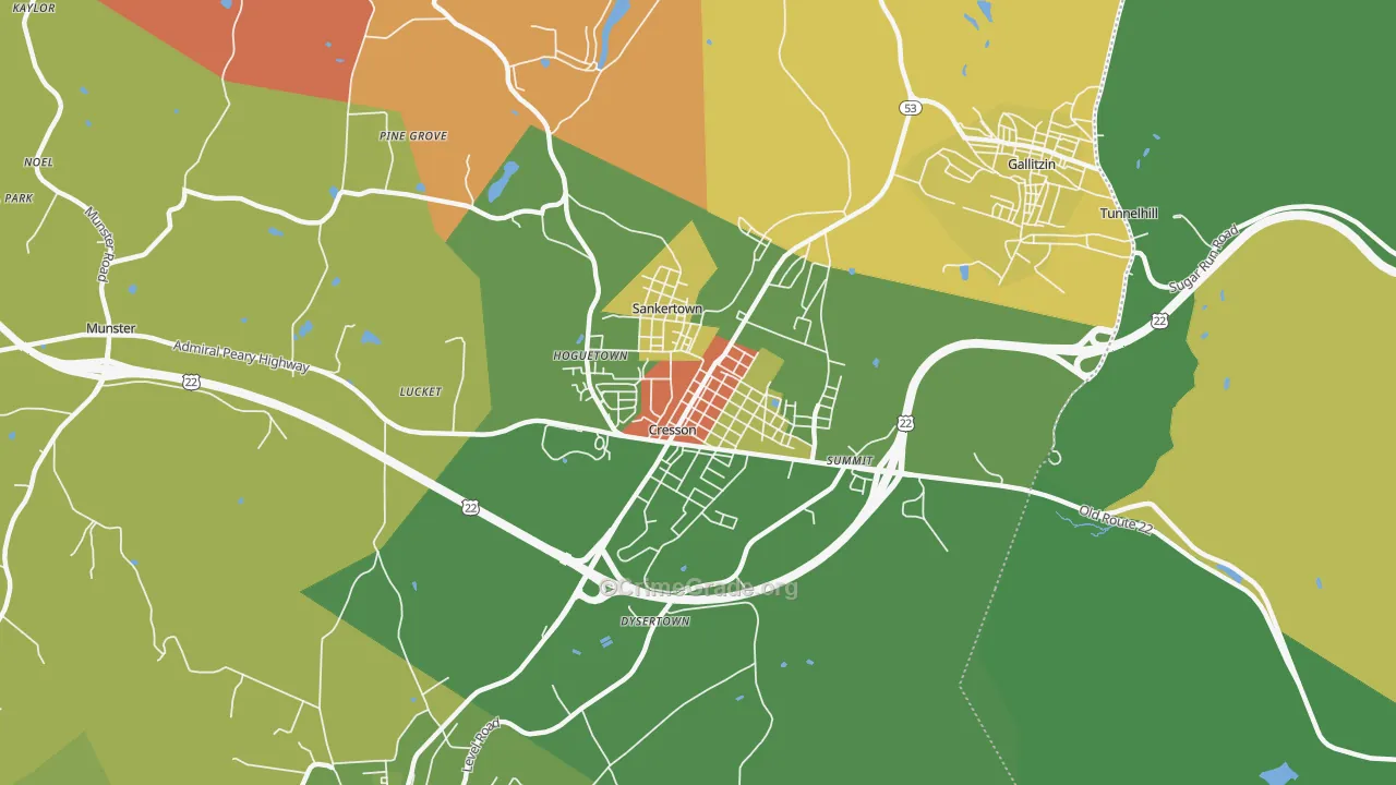 16630, PA Map of Theft Rates