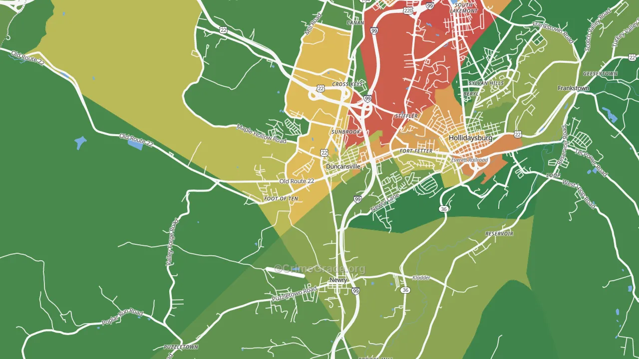 16635, PA Map of Theft Rates
