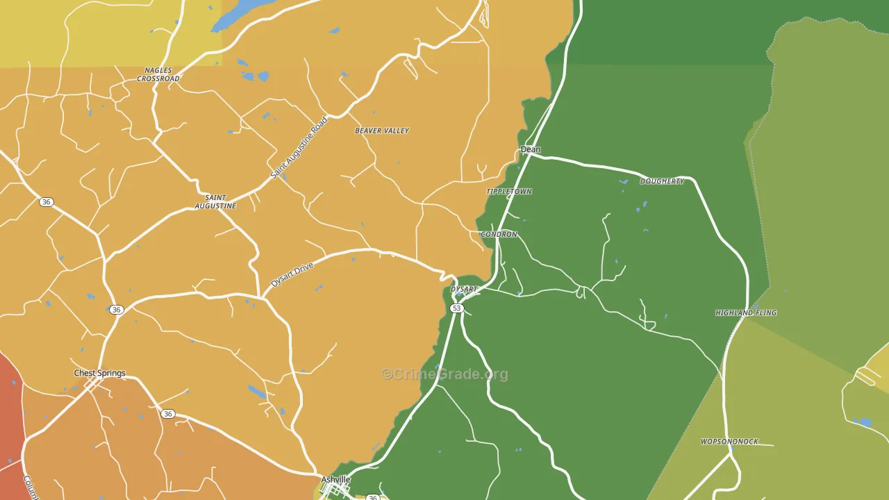 16636, PA Map of Theft Rates