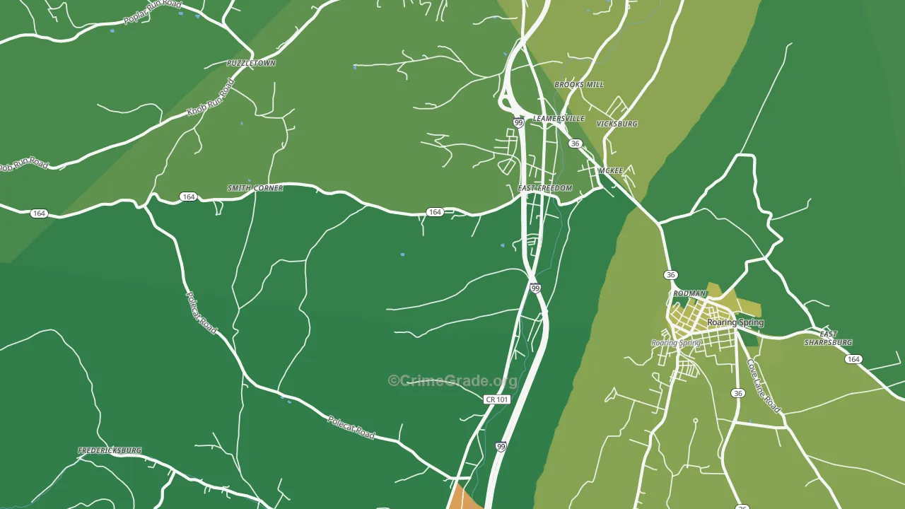 16637, PA Map of Theft Rates