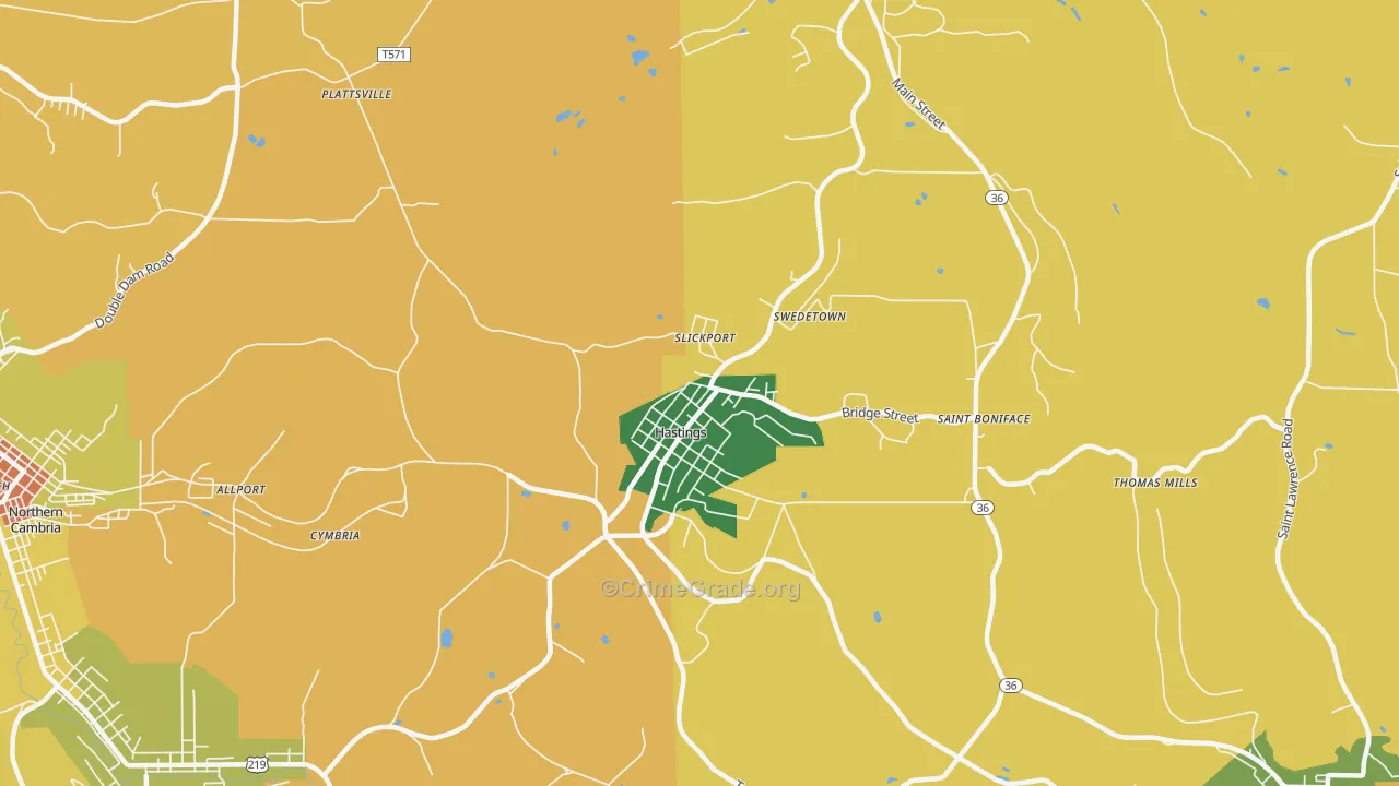 16646, PA Map of Theft Rates