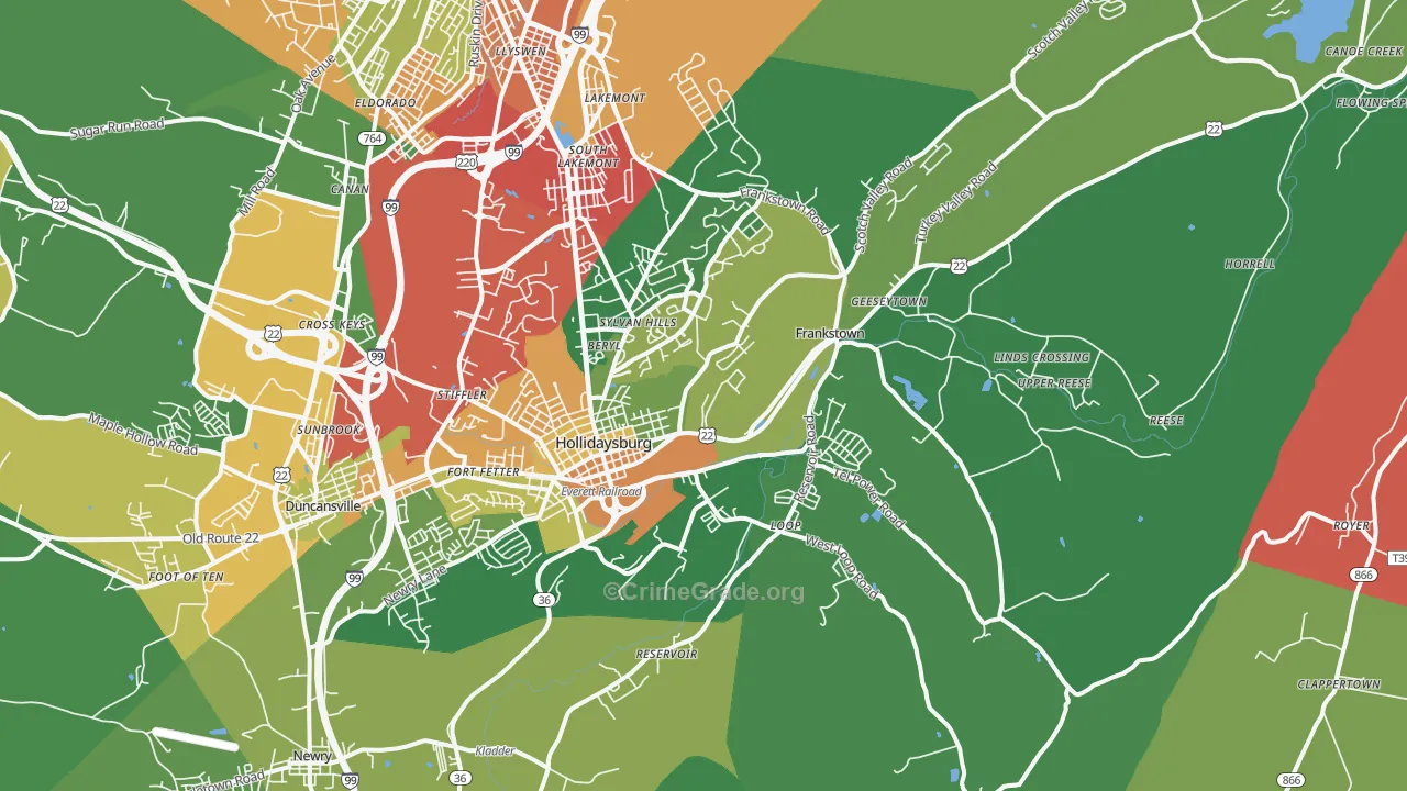 16648, PA Map of Theft Rates