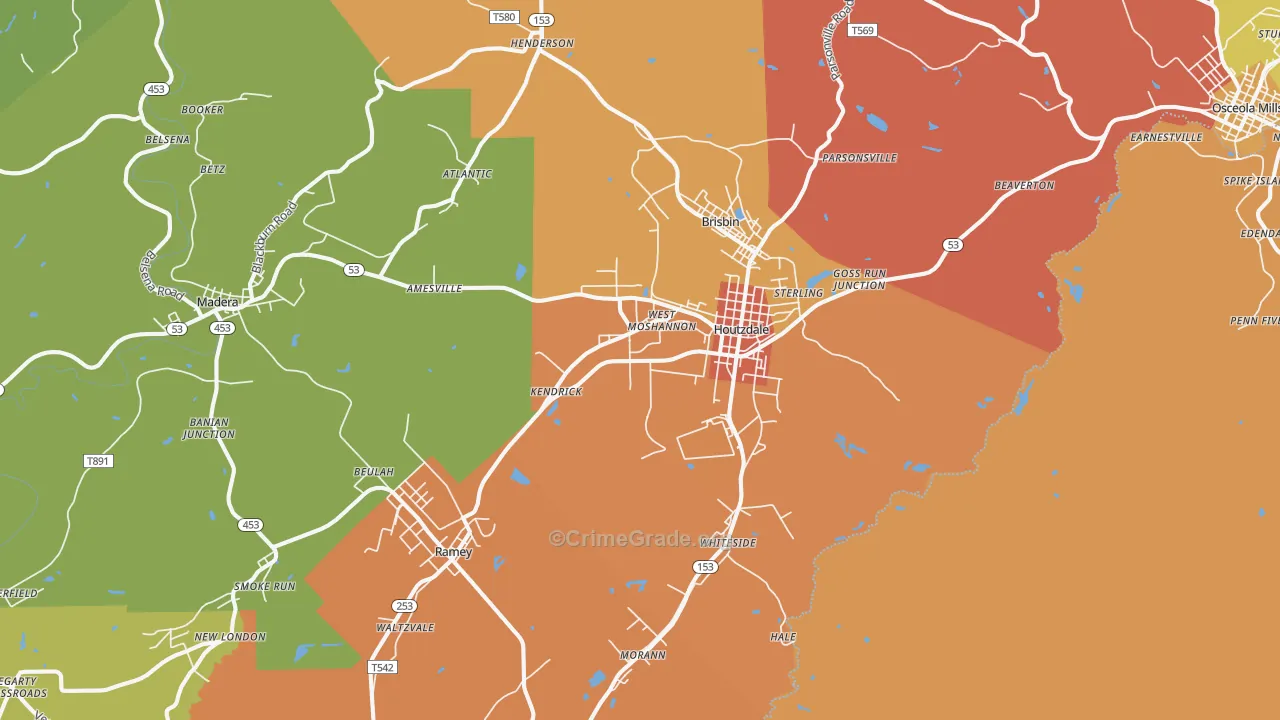 16651, PA Map of Theft Rates