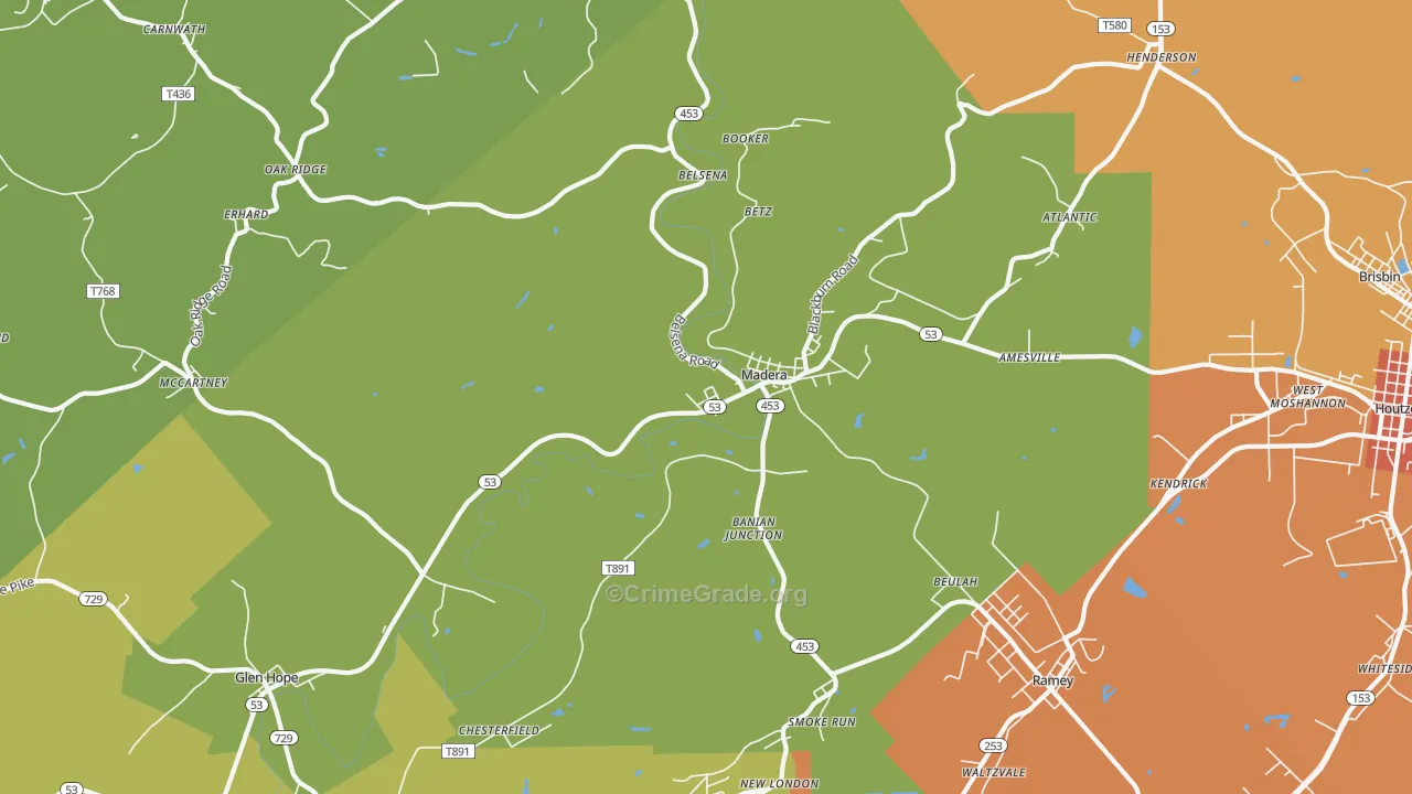 16661, PA Map of Theft Rates