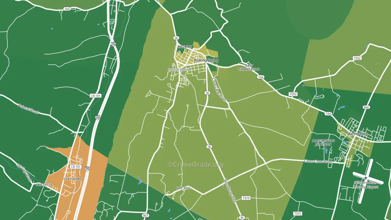 16673, PA Map of Theft Rates