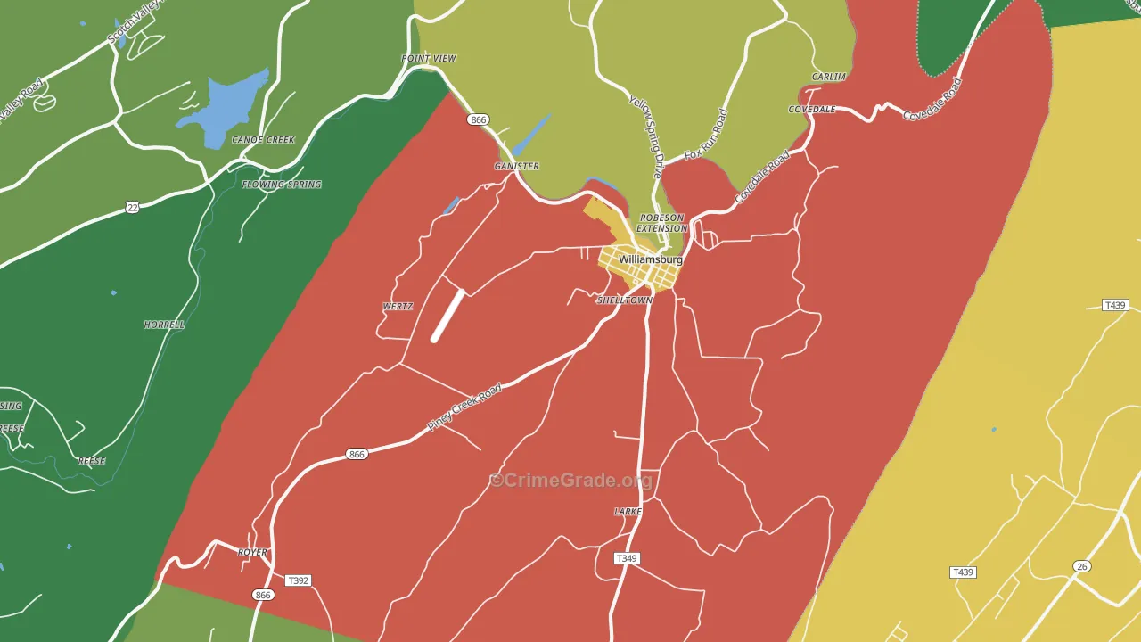 16693, PA Map of Theft Rates