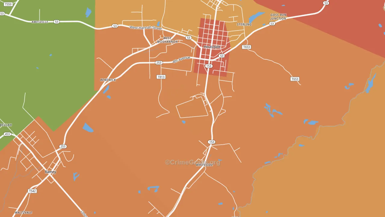 16698, PA Map of Theft Rates