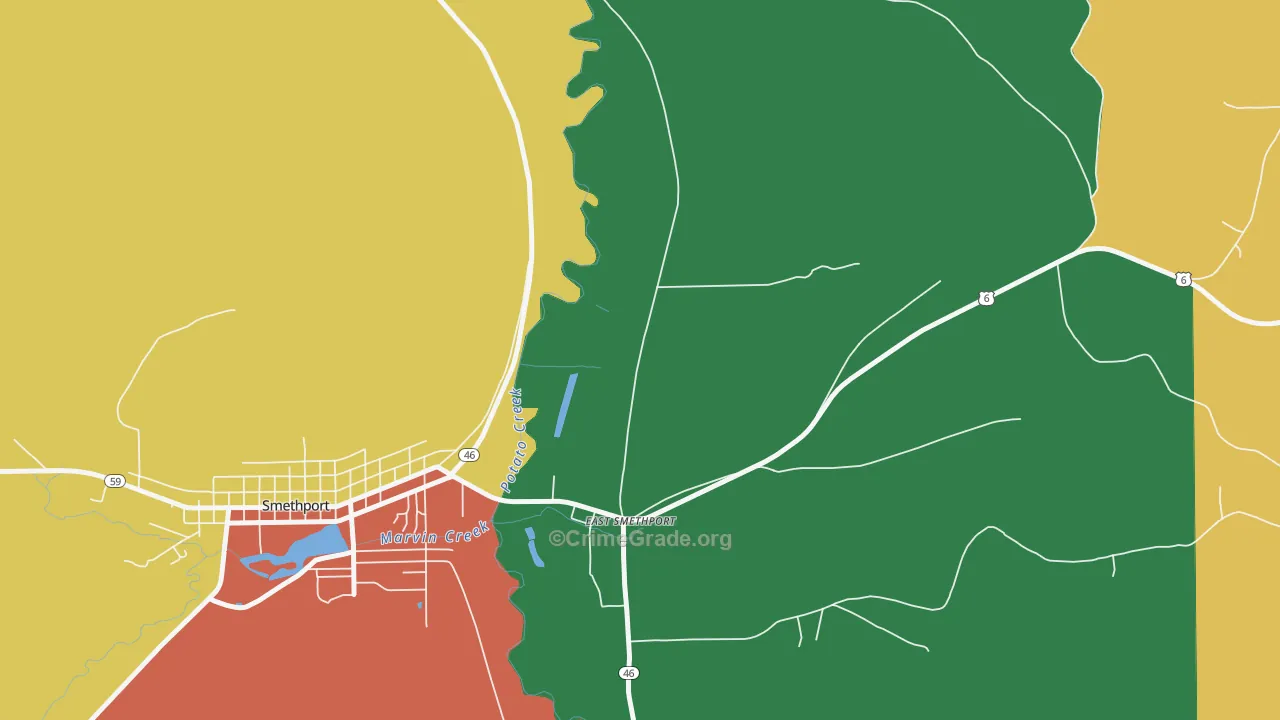 16730, PA Map of Theft Rates