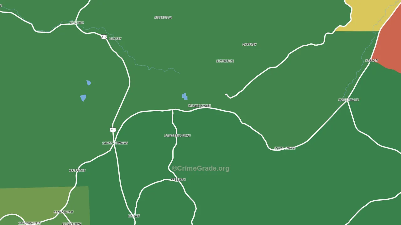 16740, PA Map of Theft Rates