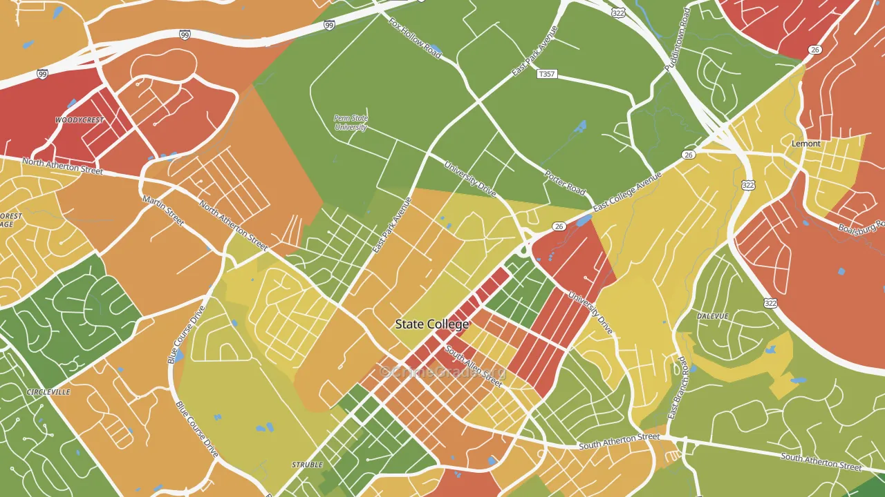 16802, PA Map of Theft Rates