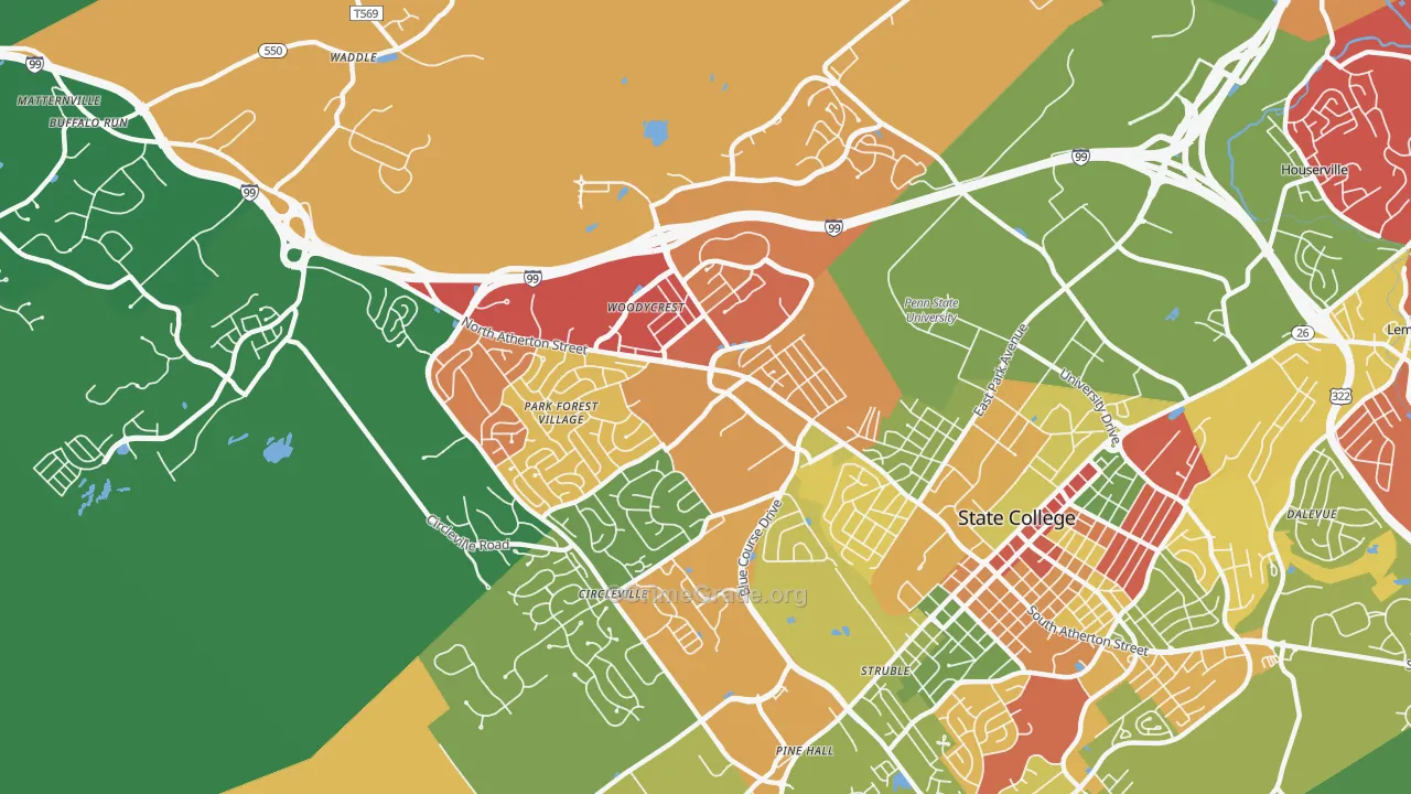16803, PA Map of Theft Rates