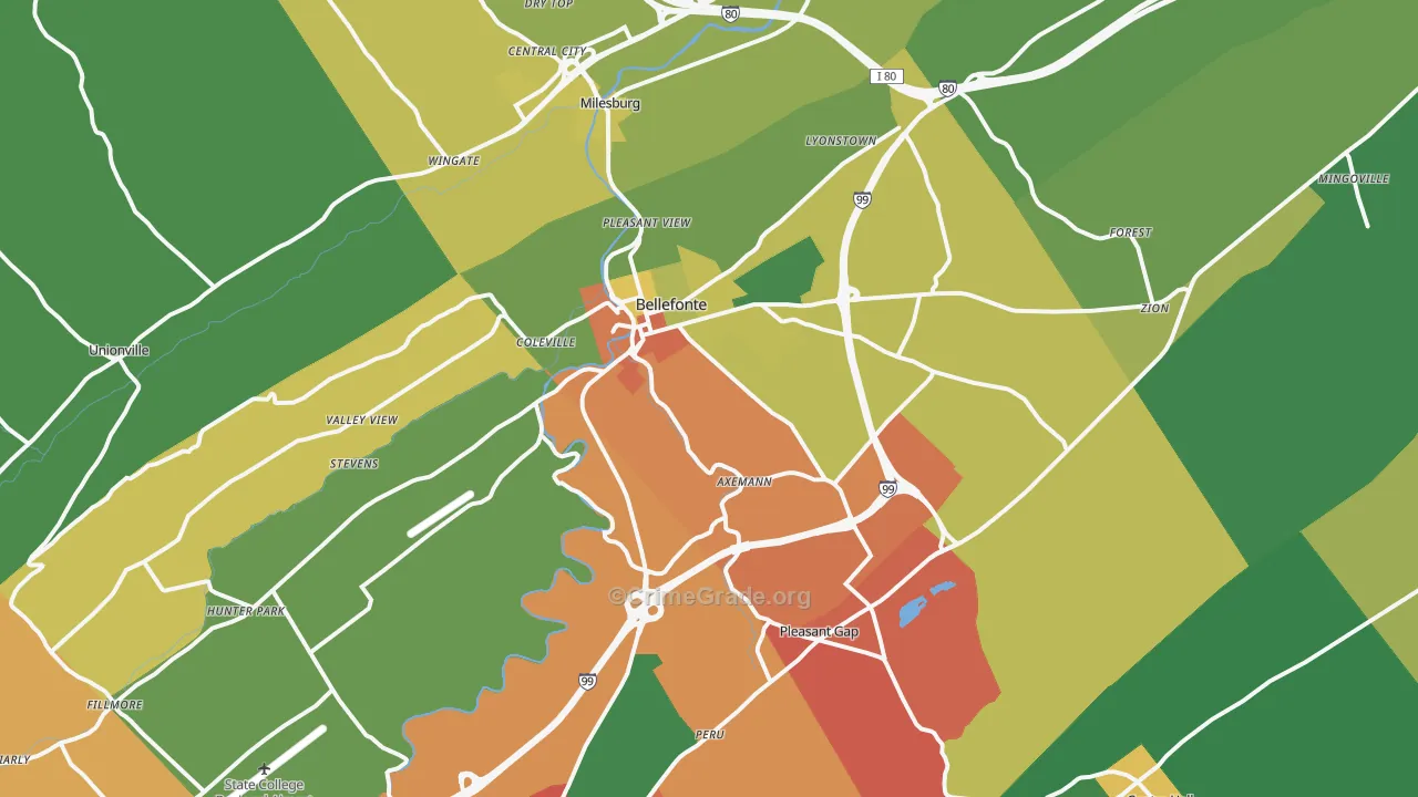 16823, PA Map of Theft Rates