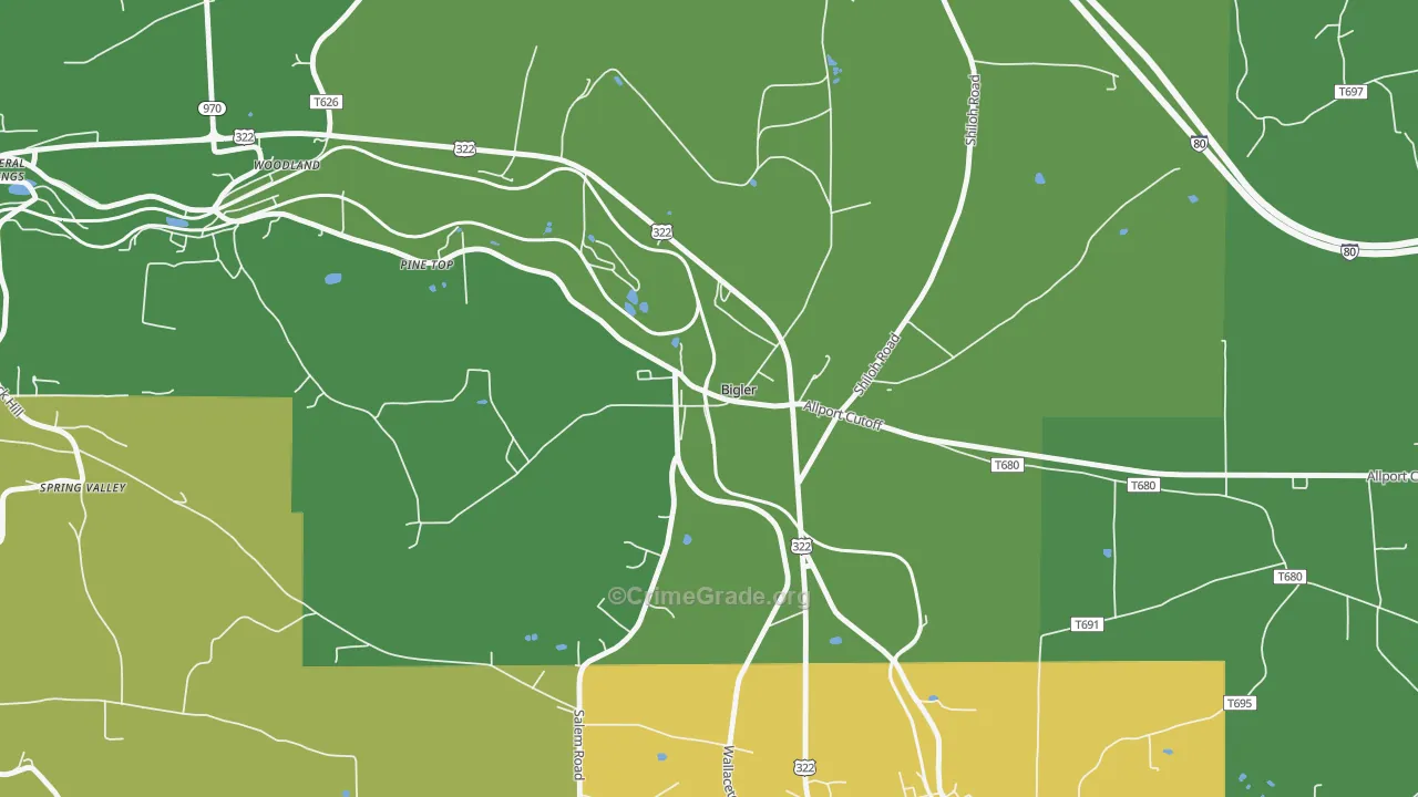 16825, PA Map of Theft Rates