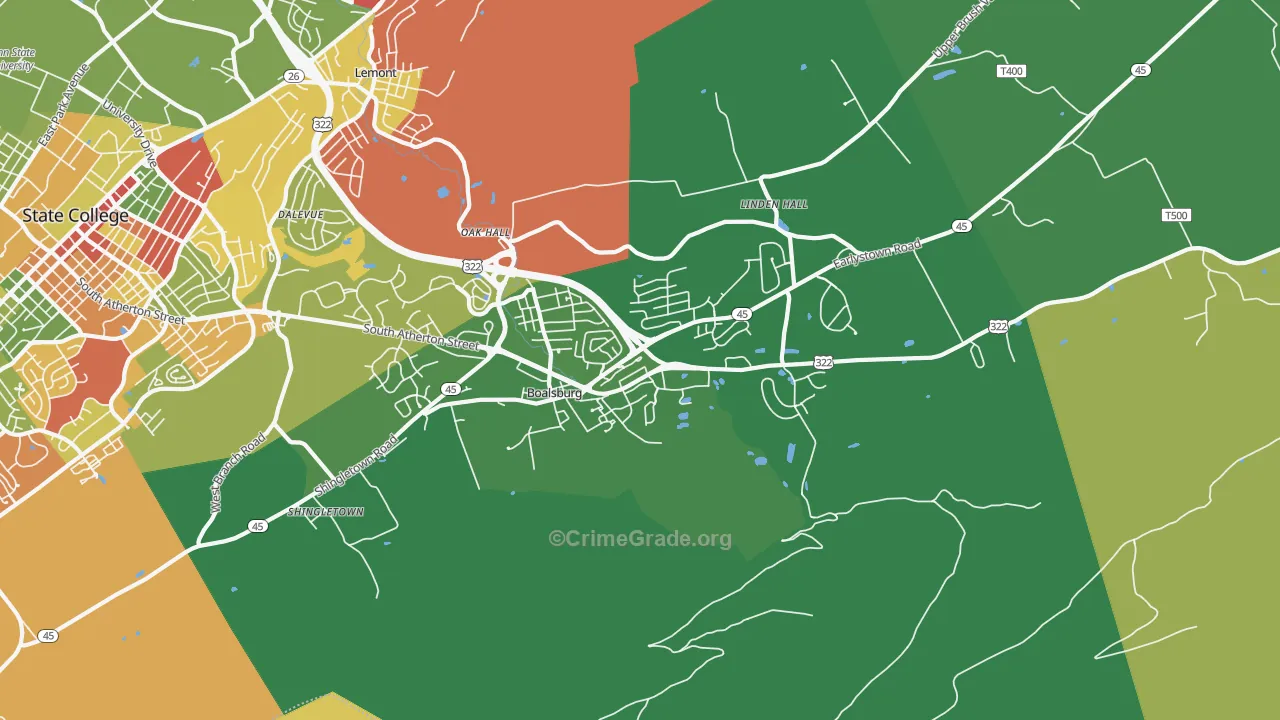 16827, PA Map of Theft Rates