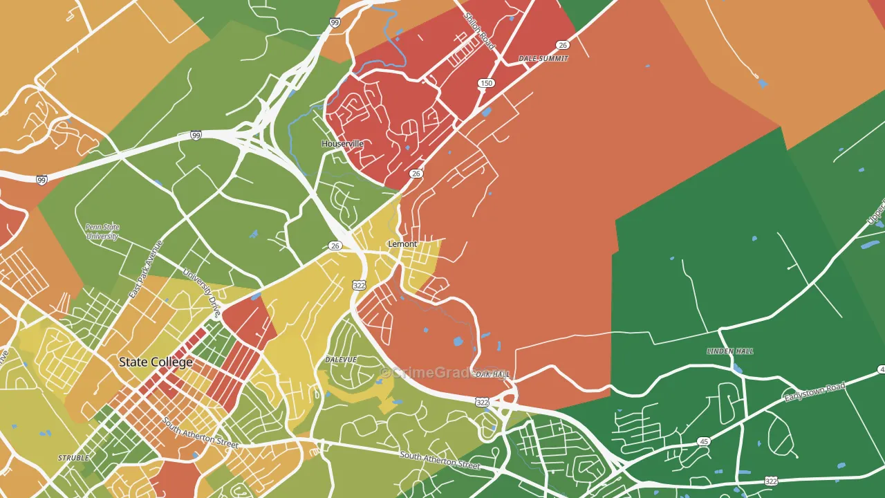 16851, PA Map of Theft Rates