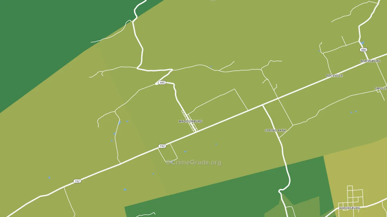 16852, PA Map of Theft Rates