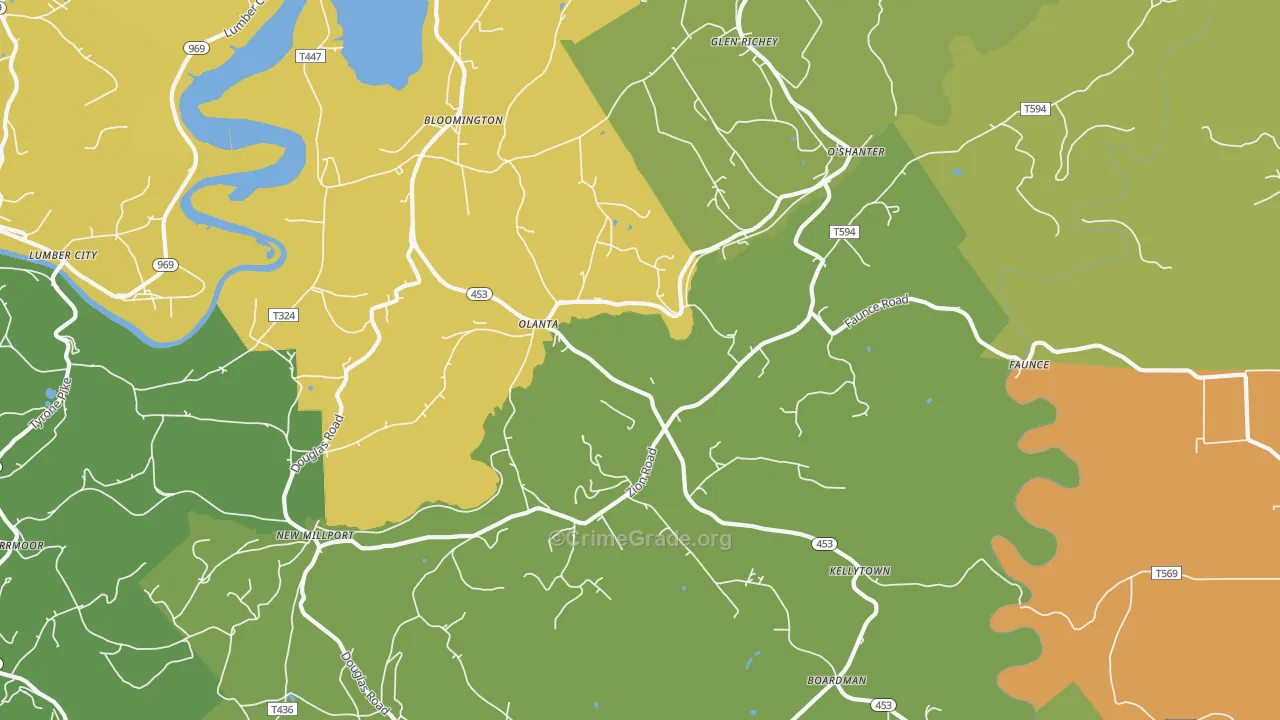 16863, PA Map of Theft Rates