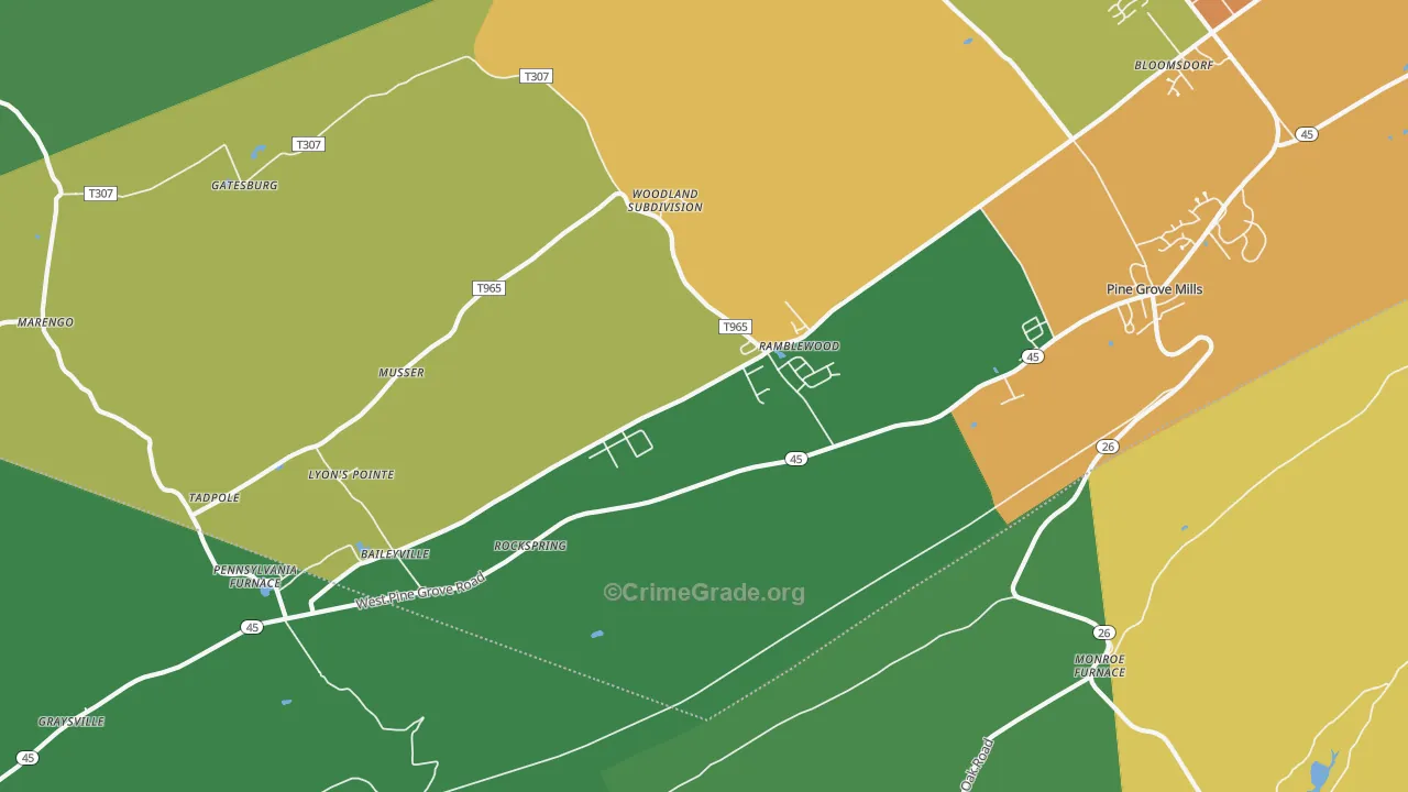 16865, PA Map of Theft Rates