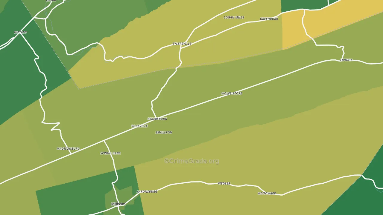 16872, PA Map of Theft Rates